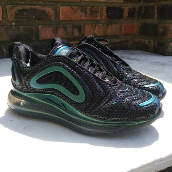Nike Shoes | Nike Air Max 720 Black Green Holographic Sneakers Women's Shoes | Color: Black/Green | Size: 8 | Agkicks's Closet